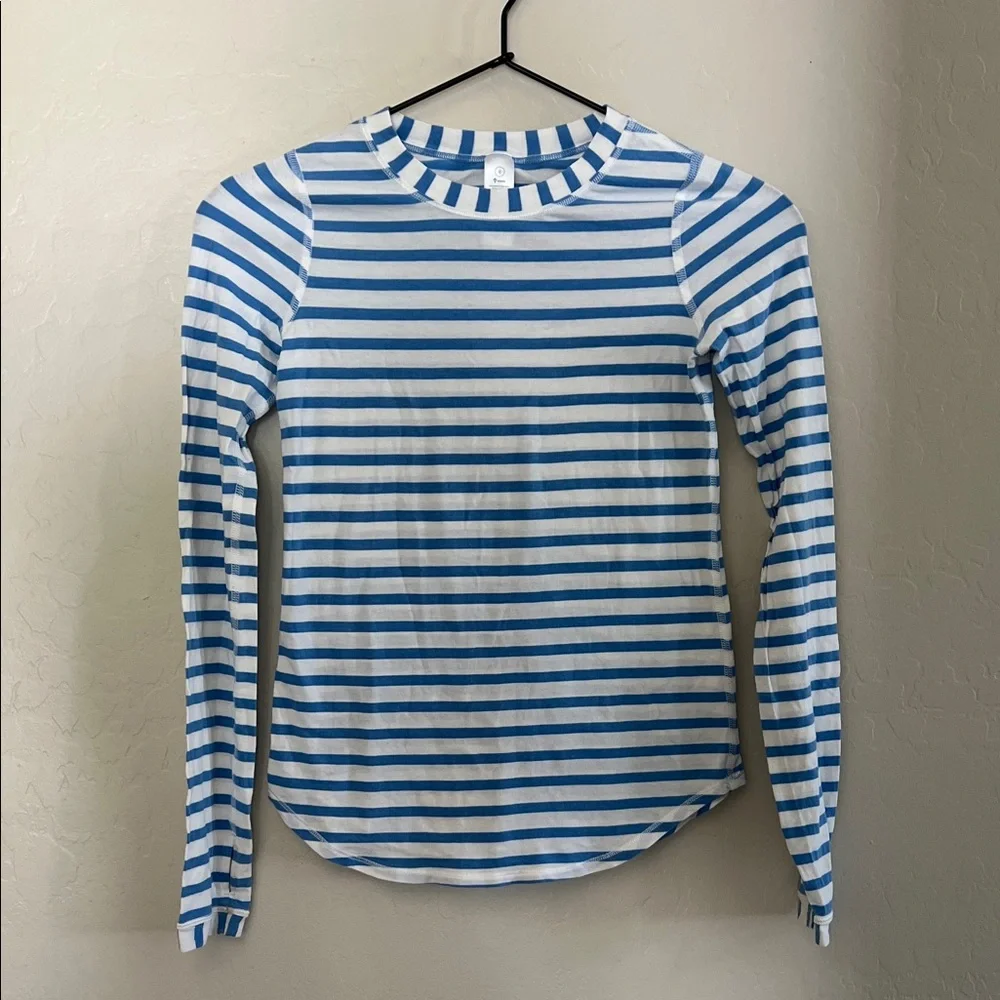 Ivivva Blue and White Striped Long Sleeve Top - Picture 1 of 4